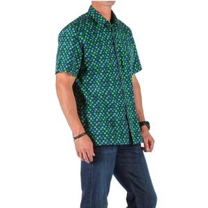 CACTUS MAN ~ St. Patrick's Day ~ Lucky Clover Shamrock Patterned Shirt Slim Fit